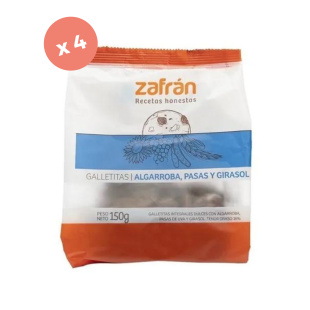 Pack x 4 Galletitas veganas de Algarroba, pasas y girasol – ZAFRAN