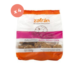 Pack x 4 Galletitas veganas de Avena, pasas y chia – ZAFRAN