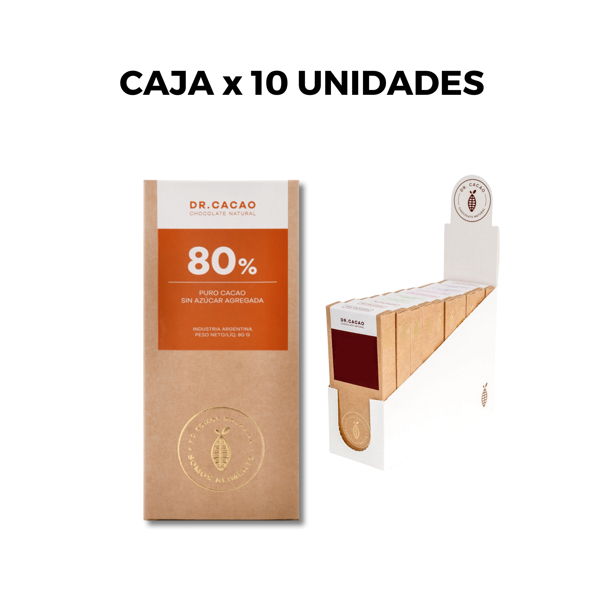 PACK X 10 – CHOCOLATE 80% – DR CACAO